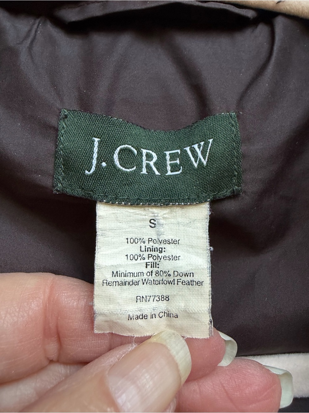 VTG Y2K J Crew Choc Brown Goose Down Puffer Vest Sm Preppy Neutral Gorpcore EUC - Picture 3 of 6